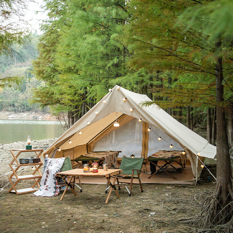 Outdoor Camping And Glamping - Herringbone Tent Large, Windproof Rainproof Sunscreen