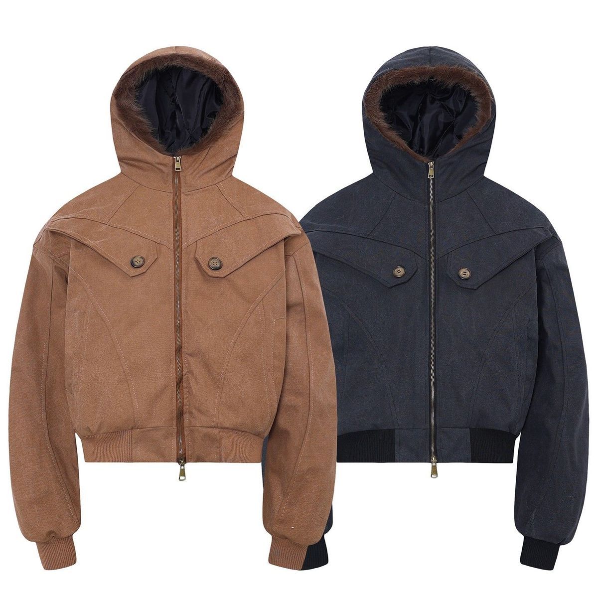 Best Outdoor Camping Jacket - Fur Collar Jacket Y2K Male Mens
