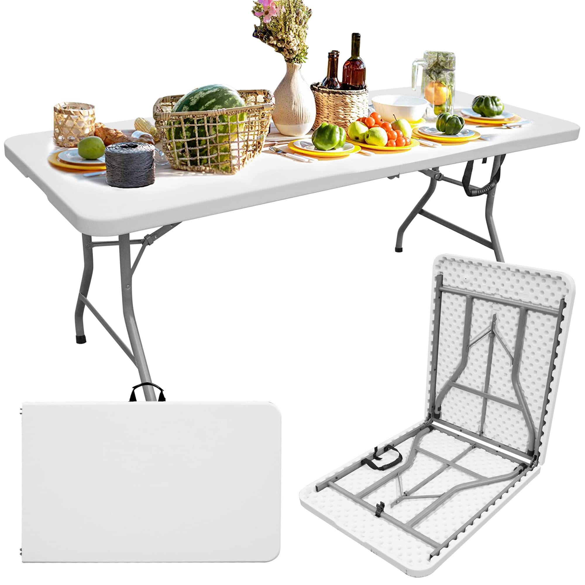 Outdoor Camping Rentals - Lightweight Portable Plastic Folding Tables for