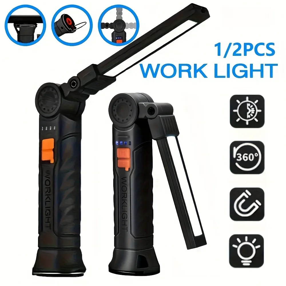 Outdoor Camping Glamping - Portable COB LED Flashlight Rechargeable Work