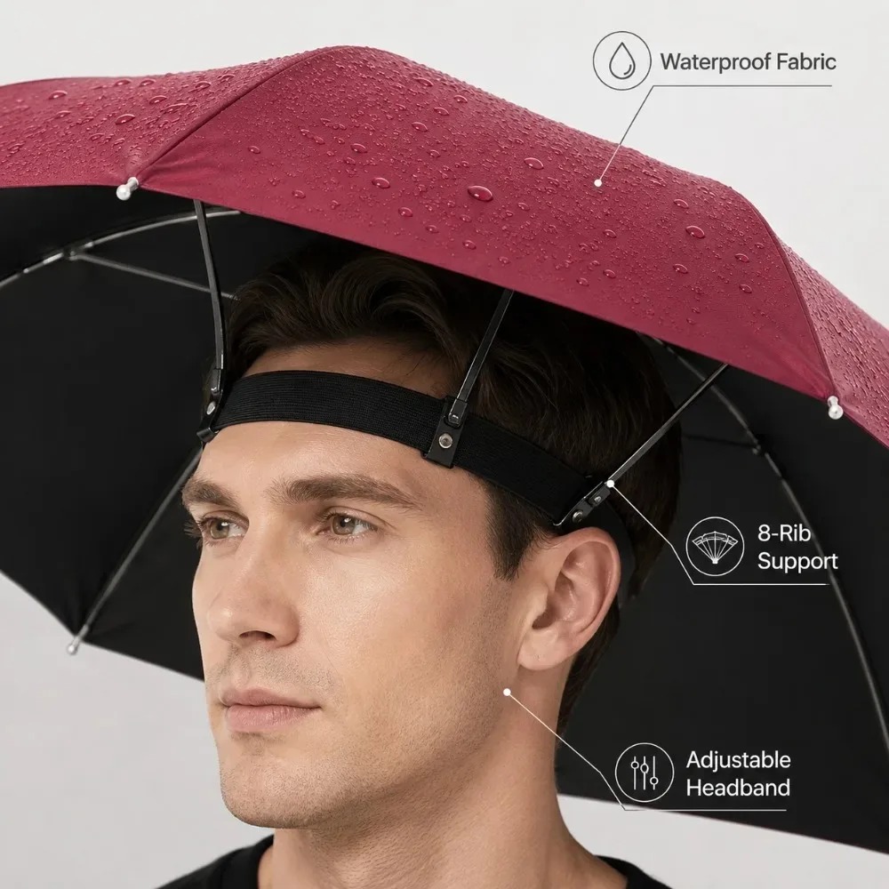 Foldable Head Umbrella Hat Han - Outdoor Camping Umbrella review and price