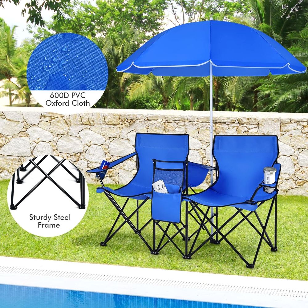 Portable Folding Picnic Chairs - Outdoor Camping Umbrella review and price