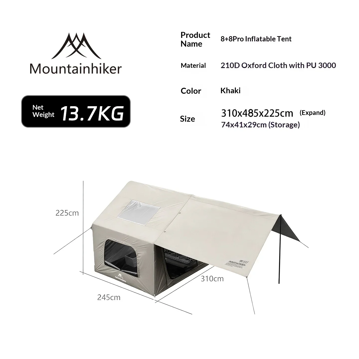 8+8㎡ MOUNTAINHIKER Inflatable  - Outdoor Camping House review and price