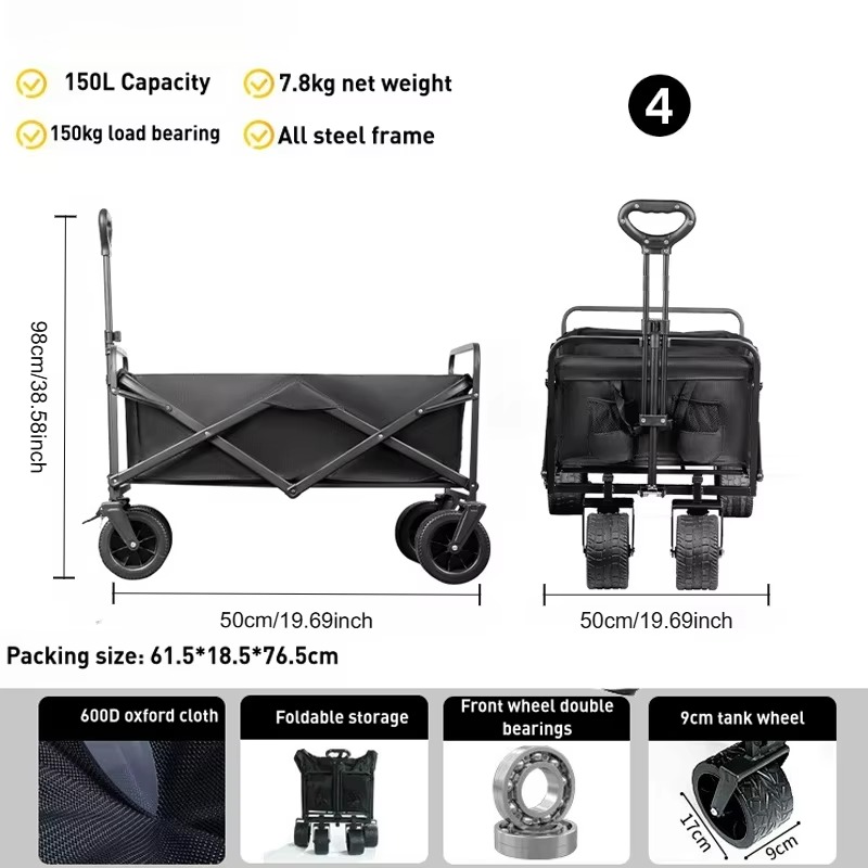 Lightweight 150L Portable Stee - Outdoor Camping Vehicle Wagon review and price
